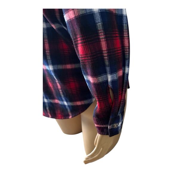 LOVE POTION Womens Size Small Plaid Convertible Sleeve Half Zip Flannel Shirt - Picture 6 of 8